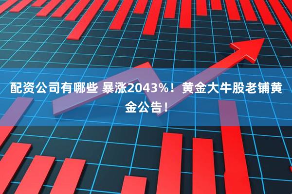 配资公司有哪些 暴涨2043%！黄金大牛股老铺黄金公告！